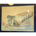 Framed CHINESE Miniature Watercolor & Ink Painting of Village Scene