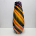 15" Orange and Blue Swirl Spiral Glass Flower Vase Hand Blown Vintage