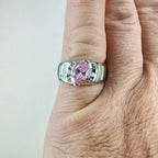 Opal Inlay Amethyst Ring Size 8 1/2 Sterling Silver 925 Vintage