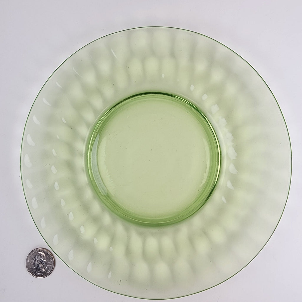 8" Federal Glass UV Uranium Glow Glass Salad Plate Vintage Green