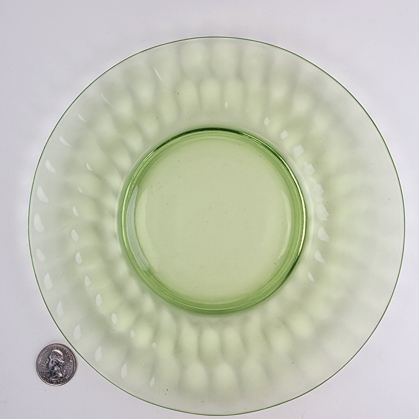 8" Federal Glass UV Uranium Glow Glass Salad Plate Vintage Green