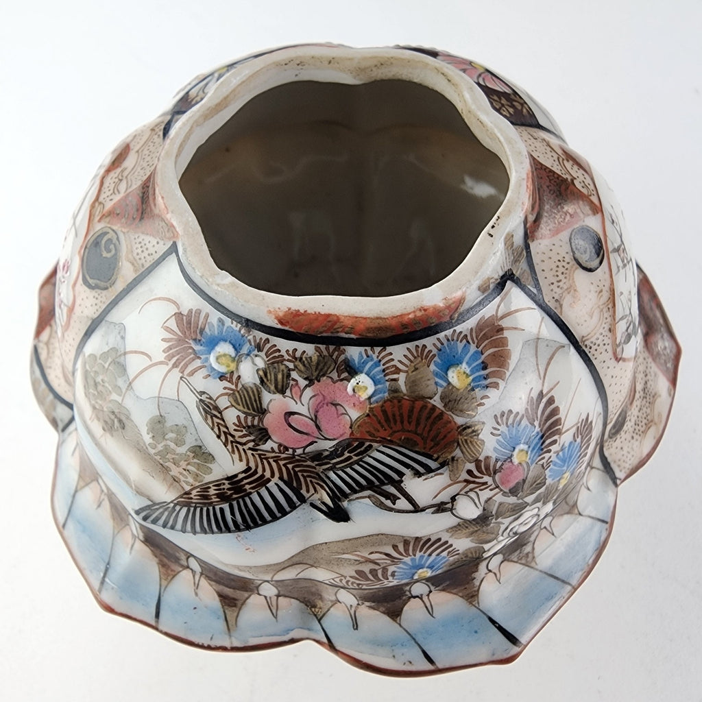 Meiji Period Japanese Imari Porcelain Hair Jar Receptacle Vintage