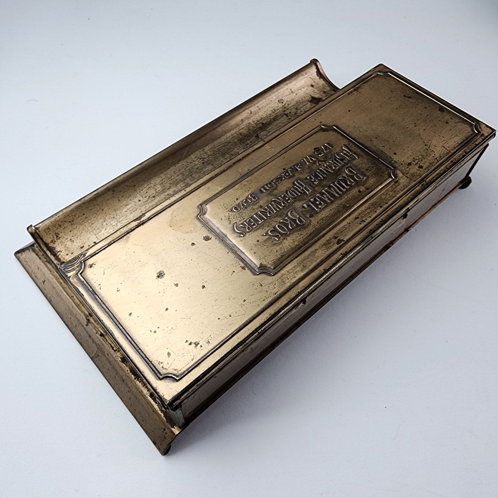 Antique Brass Stamp Box Desk Organizer Brass Box Brummel Bros Chicago