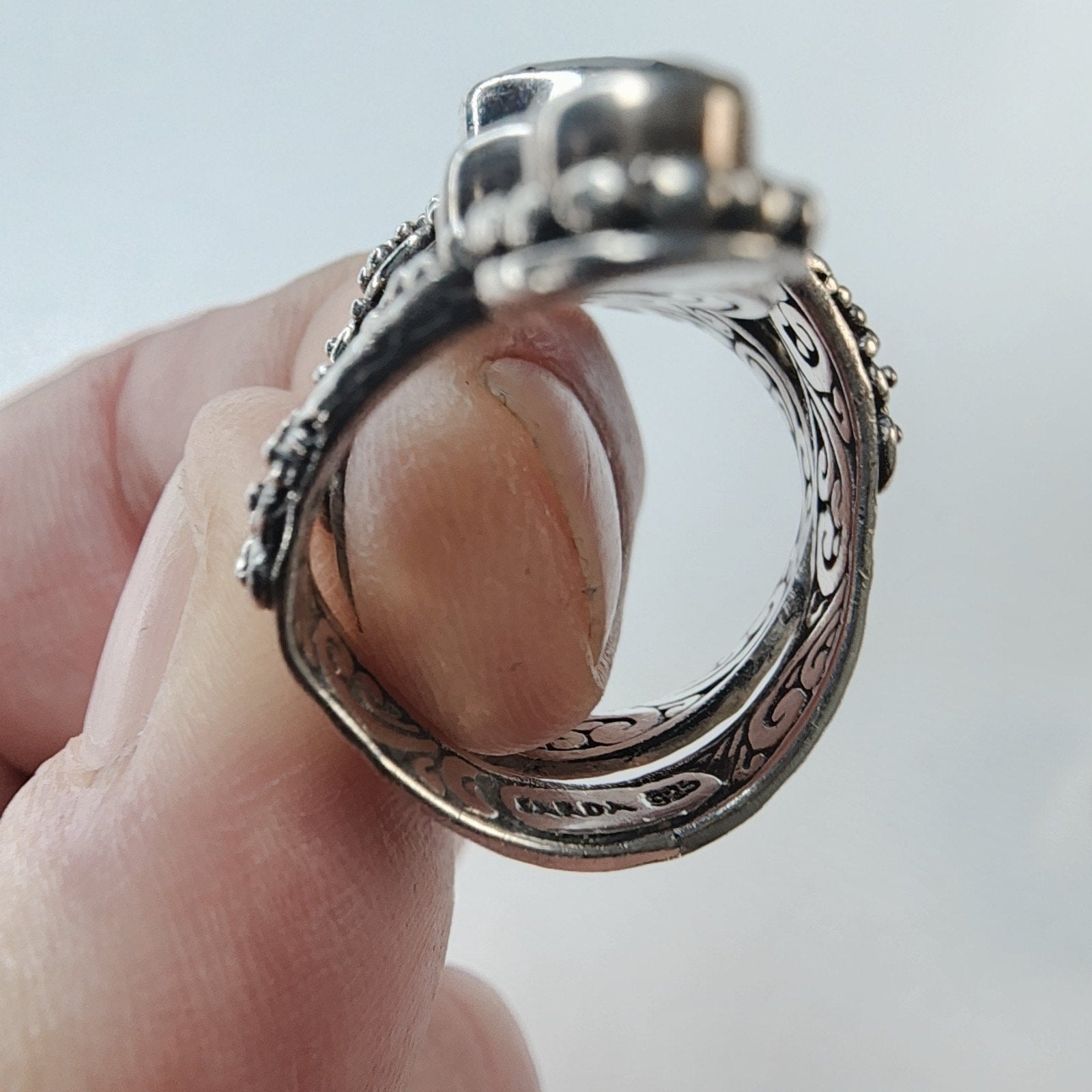 Designer Topaz Double Bypass Ring Size 7 by Sarda Sterling Silver 925 Retired