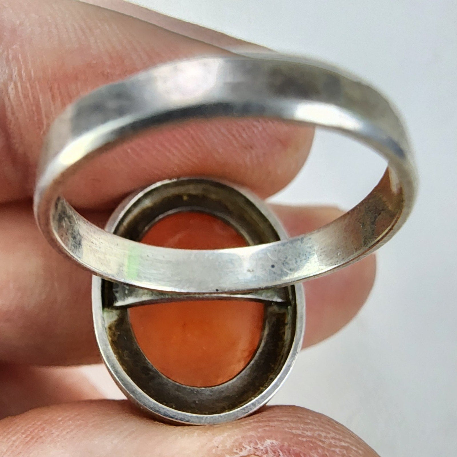 Cameo Ring Size 9 1/2 Sterling Silver 925 Vintage Hand Carved