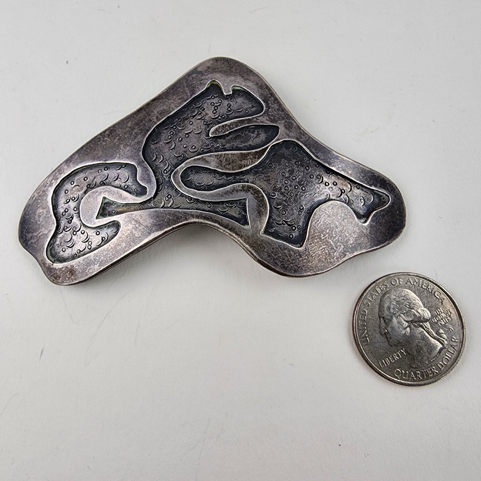 Brutalist Pendant Sterling Silver 925 Vintage Textured Modernist 43g
