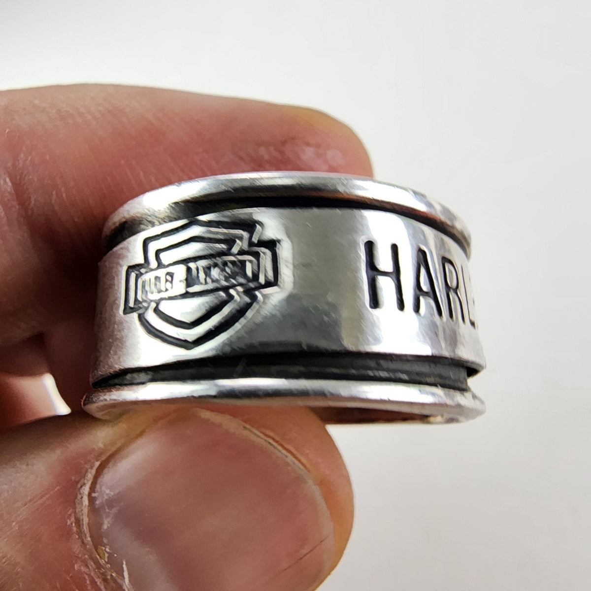 Harley Davidson Spinner Fidget Ring Size 13 1/2 Sterling Silver 925 Vintage