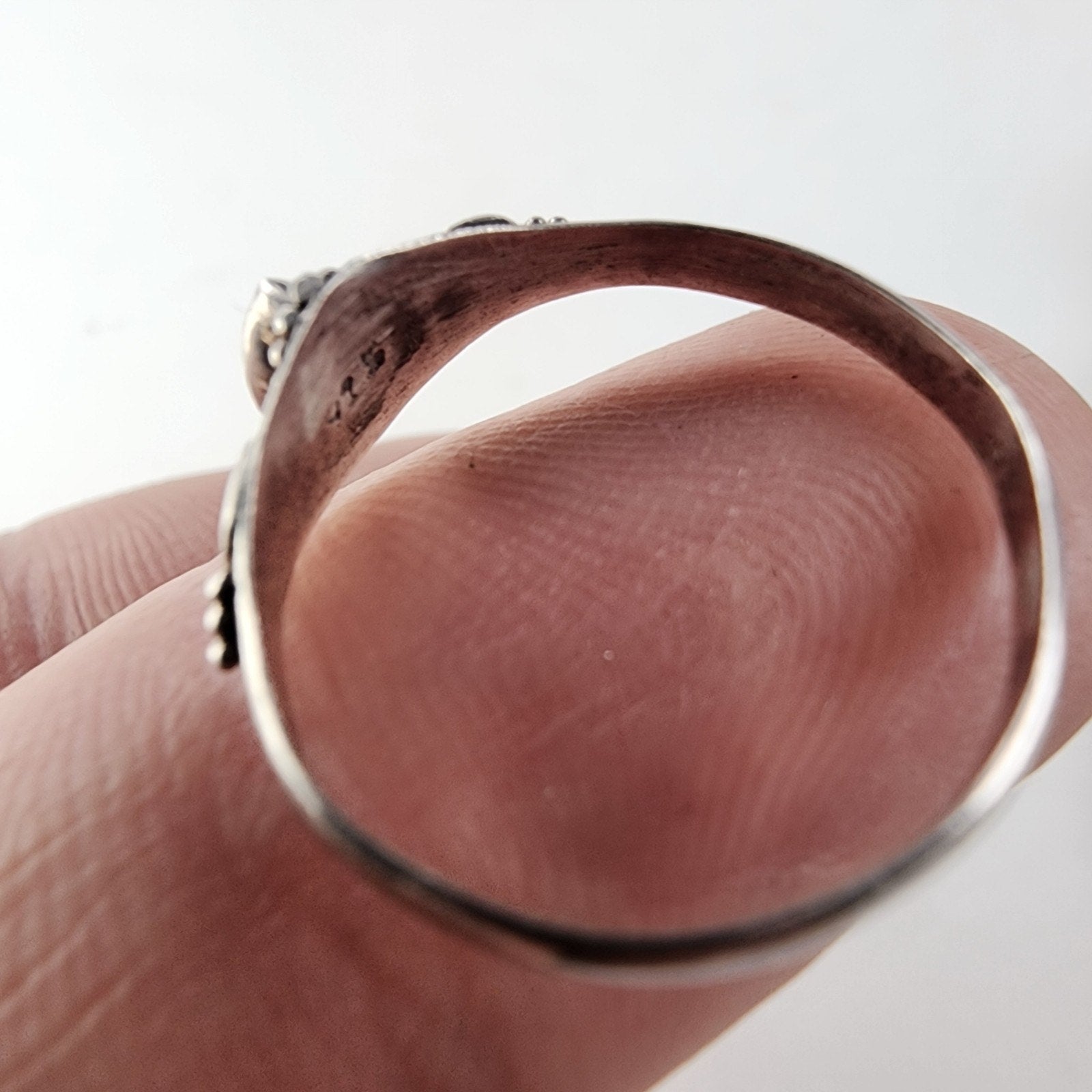 Nepal Quartz Brass Accent Ring Size 8 Sterling Silver 925 Vintage
