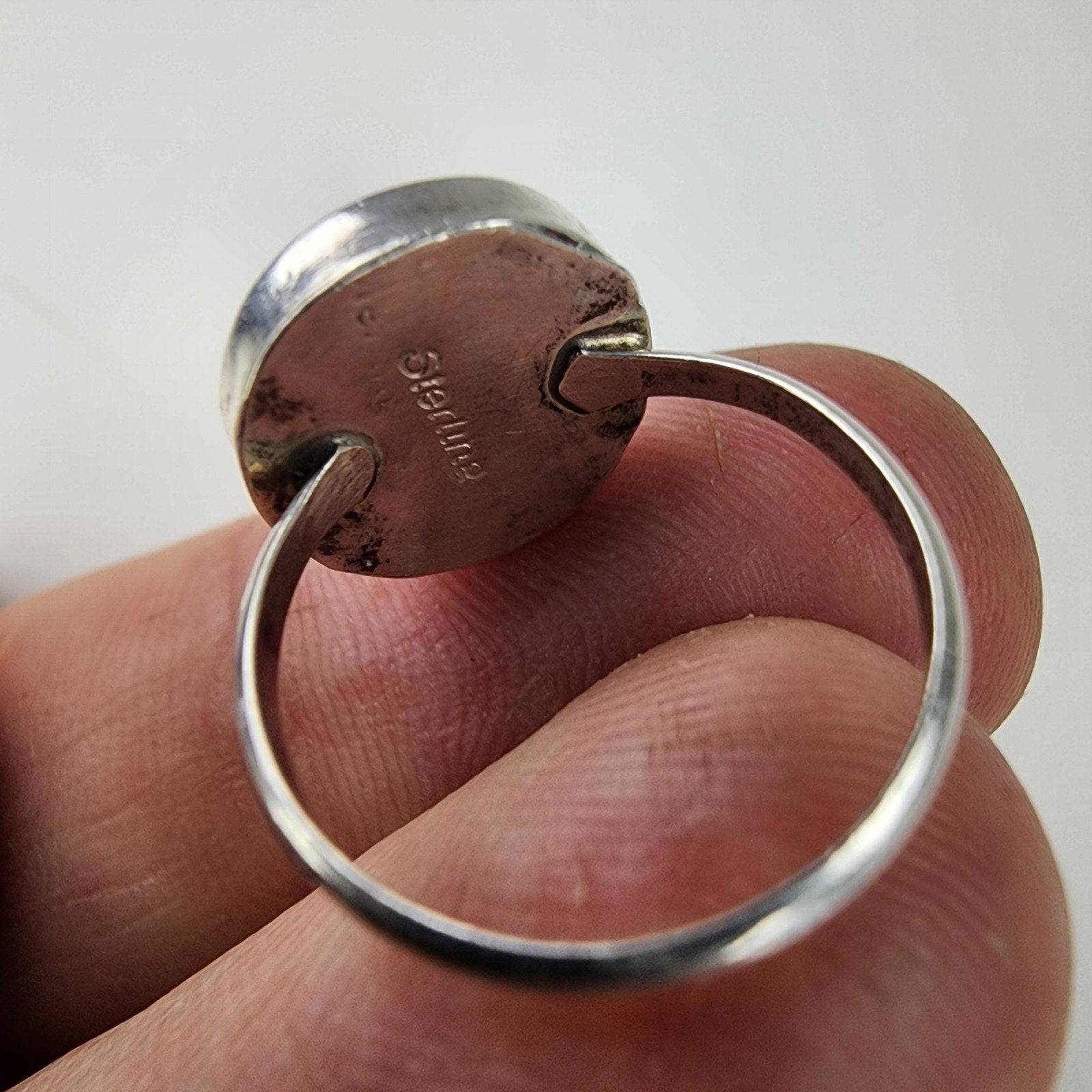 Opal Inlay Southwestern Ring Size 5 Sterling Silver 925 Black Onyx Vintage