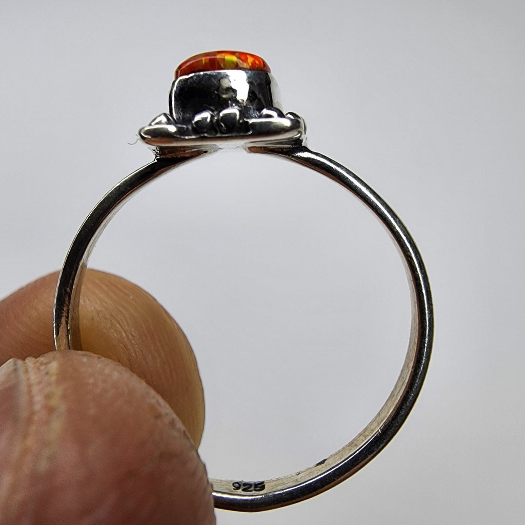 Sterling Silver 925 Orange Opal Southwestern Ring Size 8 1/2 New