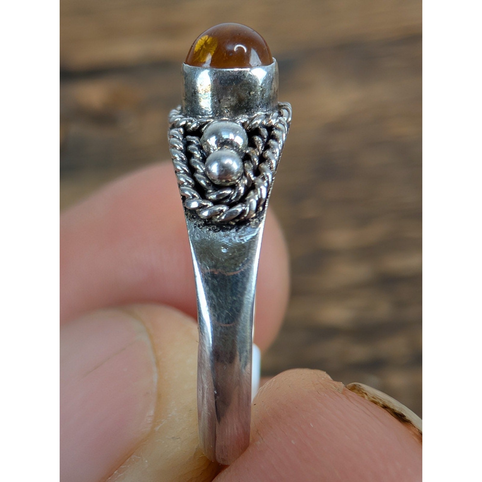 Vintage Nepal GARNET Sterling Silver 925 Ring Size 5 1/4