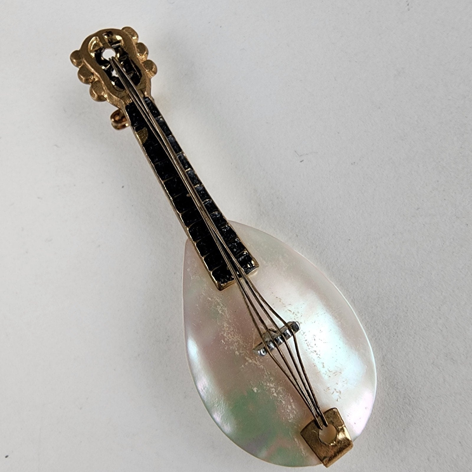Vintage Mother of Pearl Violin Guitar Brooch Germany