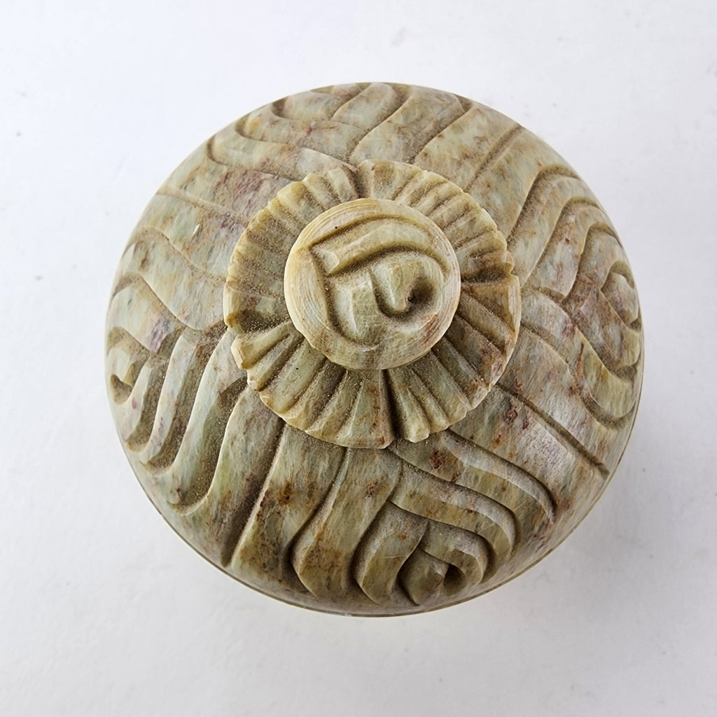 Soapstone Lidded Container Hand Carved Vintage Trinket Box Container