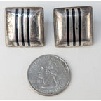 Taxco Modernist Square Sterling Silver 925 Earrings Vintage 18g