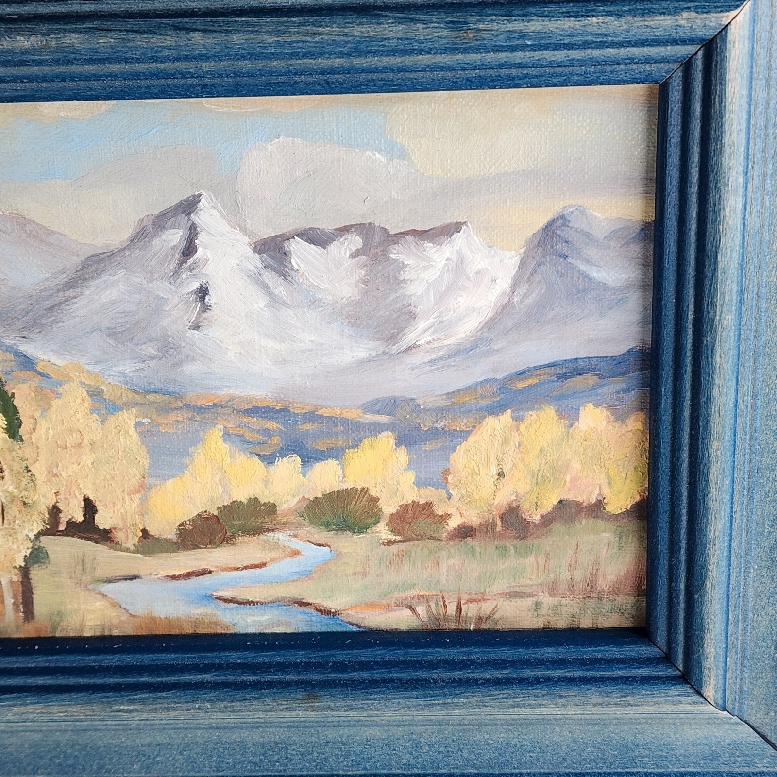 Mountain Landscape Miniature Acrylic on Panel Framed Painting