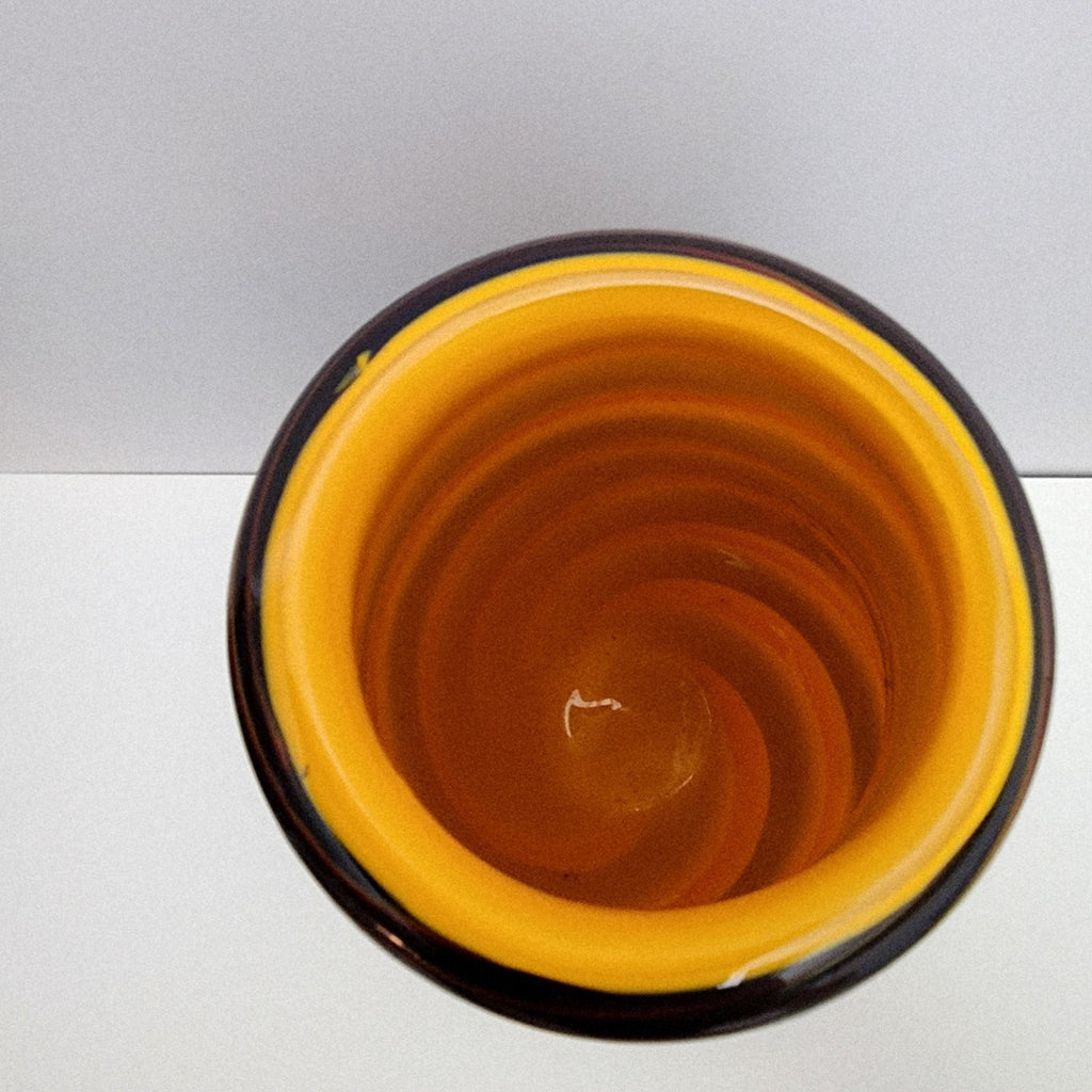 15" Orange and Blue Swirl Spiral Glass Flower Vase Hand Blown Vintage