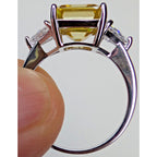 5ct Yellow Moissanite Sterling Silver 925 Cocktail Ring Size 8 Asscher Cut