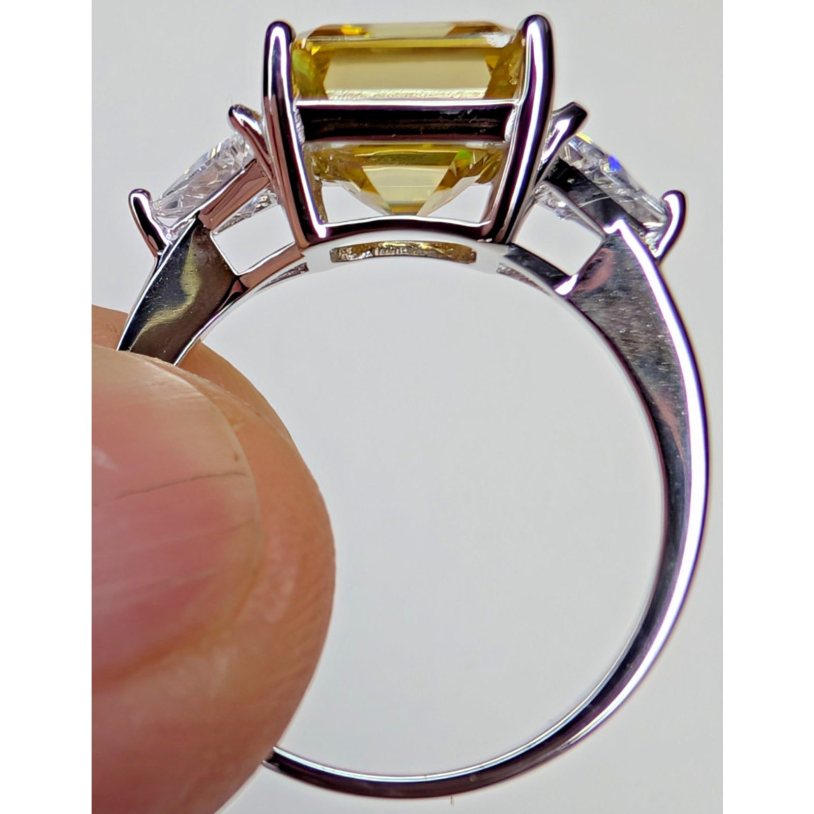 5ct Yellow Moissanite Sterling Silver 925 Cocktail Ring Size 8 Asscher Cut