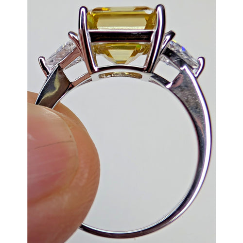 5ct Yellow Moissanite Sterling Silver 925 Cocktail Ring Size 8 Asscher Cut