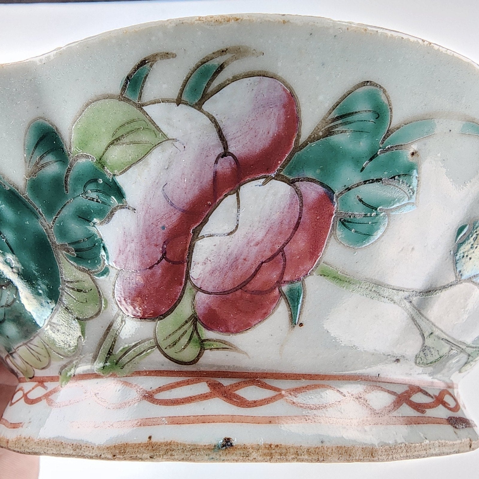 19th C Chinese Famille Rose Scalloped Turquoise 8" Porcelain Bowl Qing Dynasty