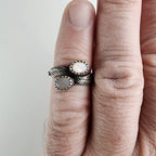 Running Bear Mother of Pearl Bypass Native Ring Size 4 1/2 Sterling Silver 925