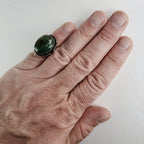 Taxco Mexico Green Agate Ring Size 5 1/2 in Sterling Silver 925 Vintage