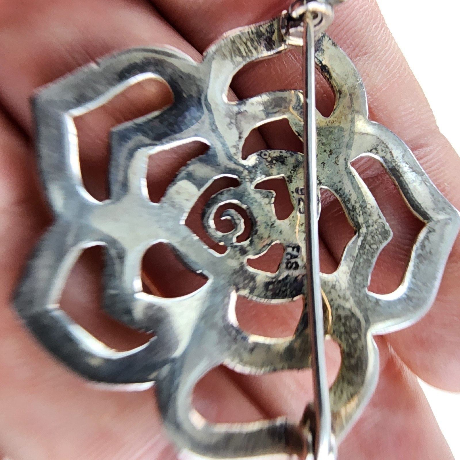 Sterling Silver 925 Marcasite Rose Flower Brooch Vintage Floral Pin