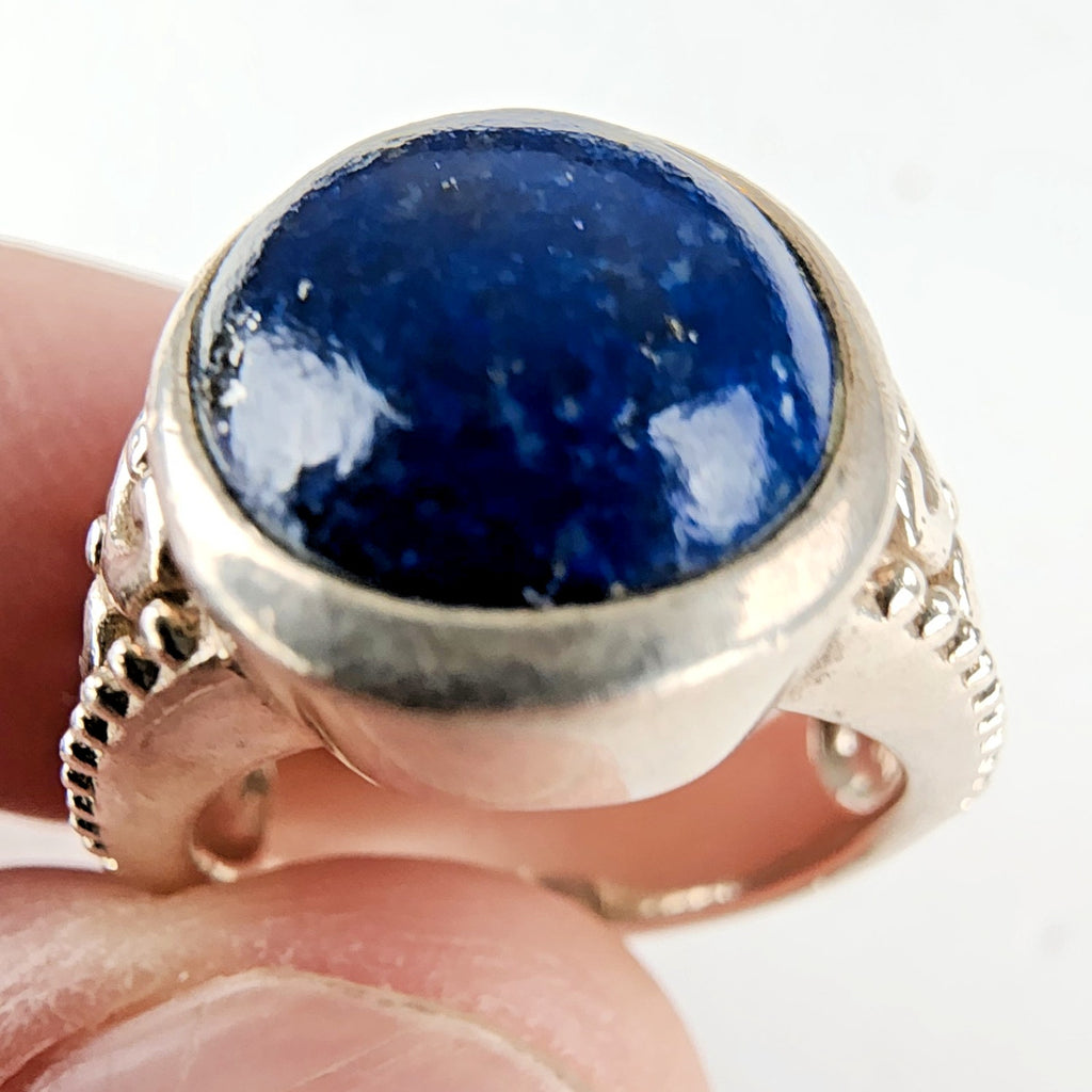 Lapis Lazuli Cabochon Ring Size 7 Sterling Silver 925 Vintage