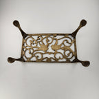 Antique Footed Brass Trivet Kettle Rest with Bird Decoration