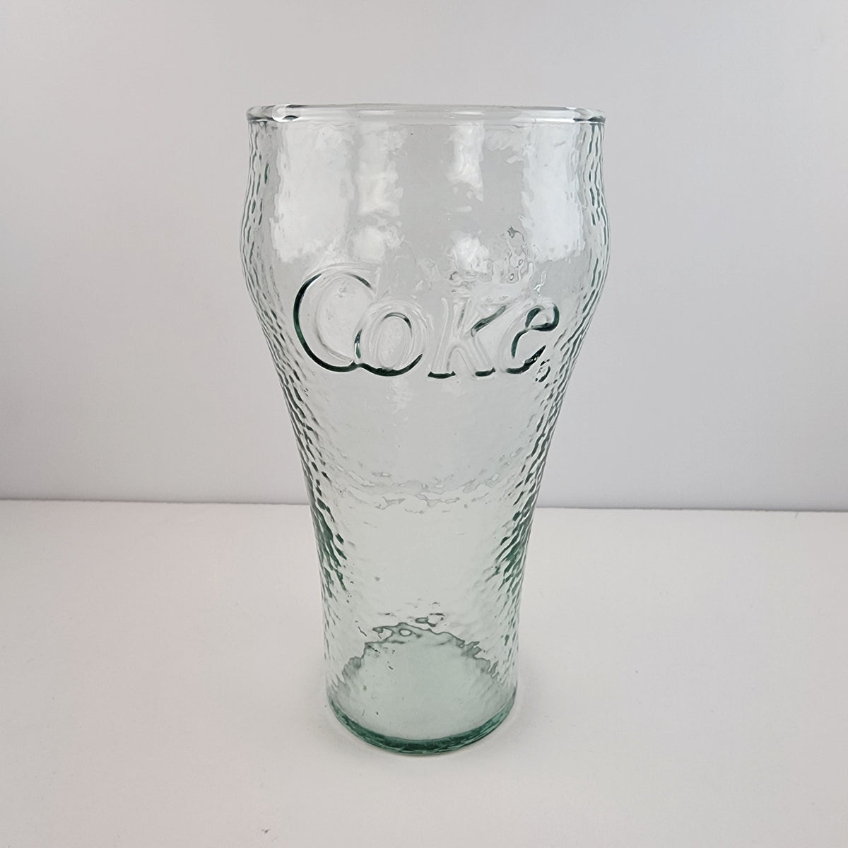 6" Tall Coca Cola Frosted Promo Glass Tumbler Light Green Vintage