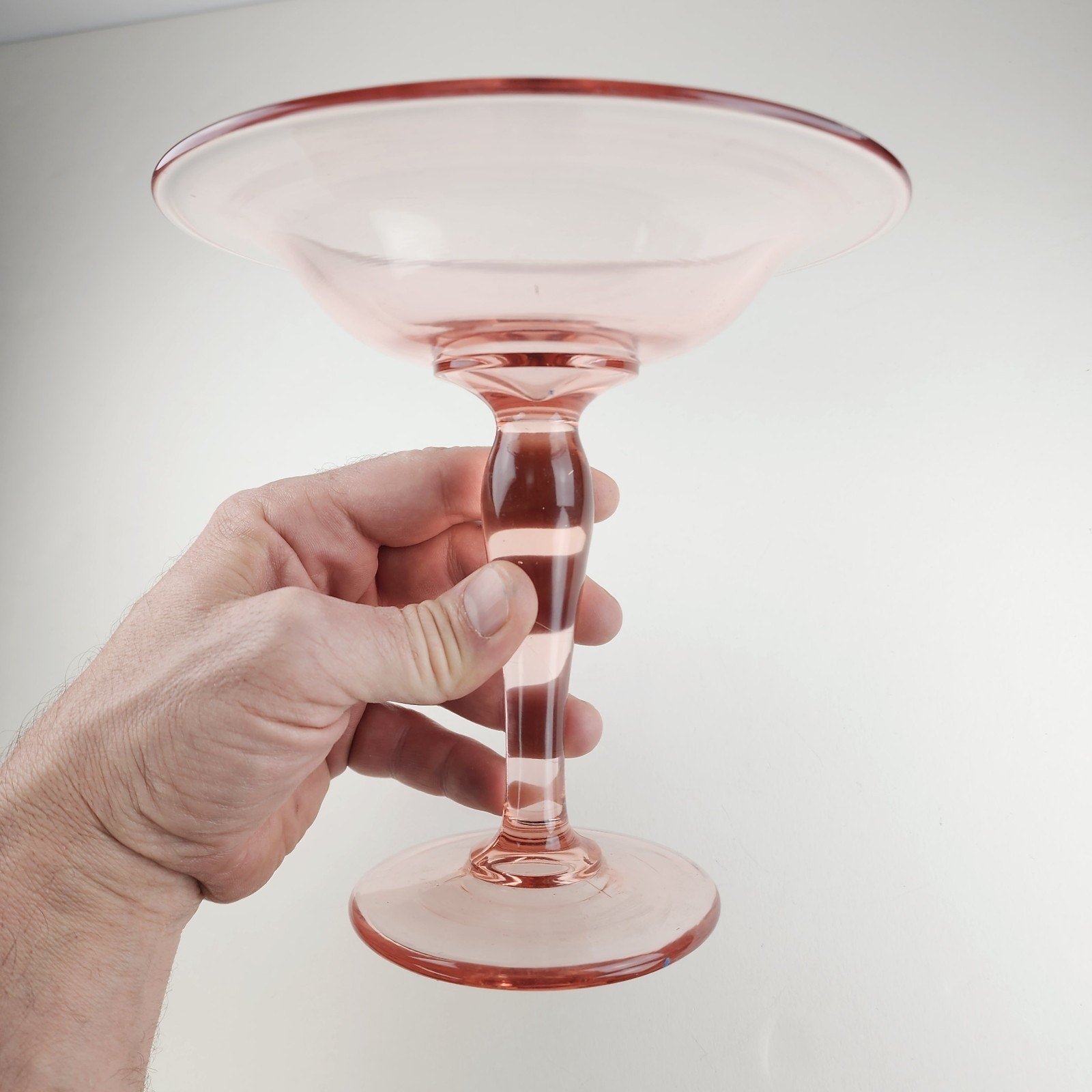 7" Pink Depression Glass Compote Vintage Stemware Candy Dish