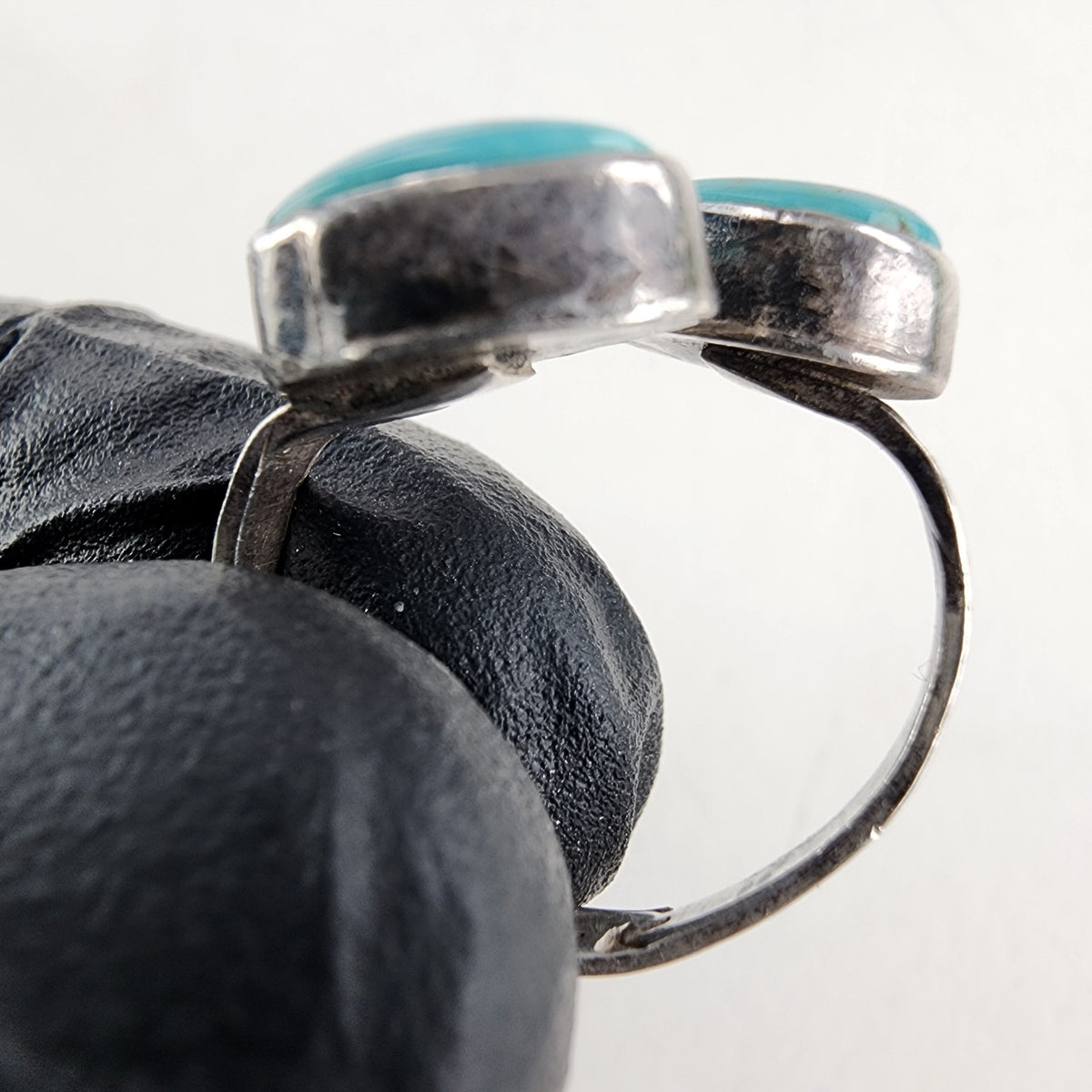 Native Turquoise 2 Stone Bypass Ring Size 7 in Sterling Silver 925