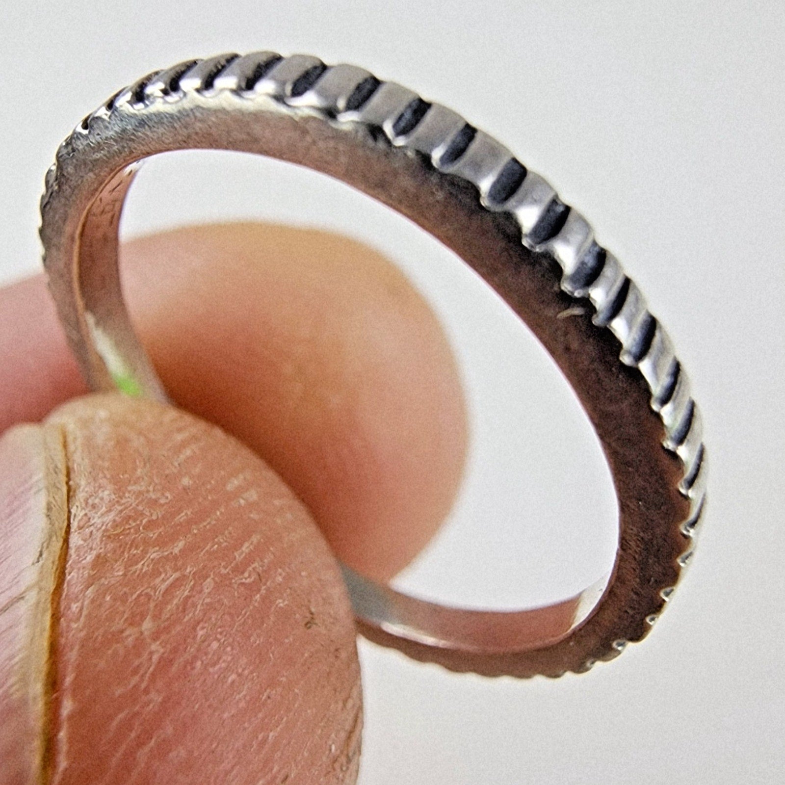 Notched Band Textured Ring Size 6 Sterling Silver 925 Vintage
