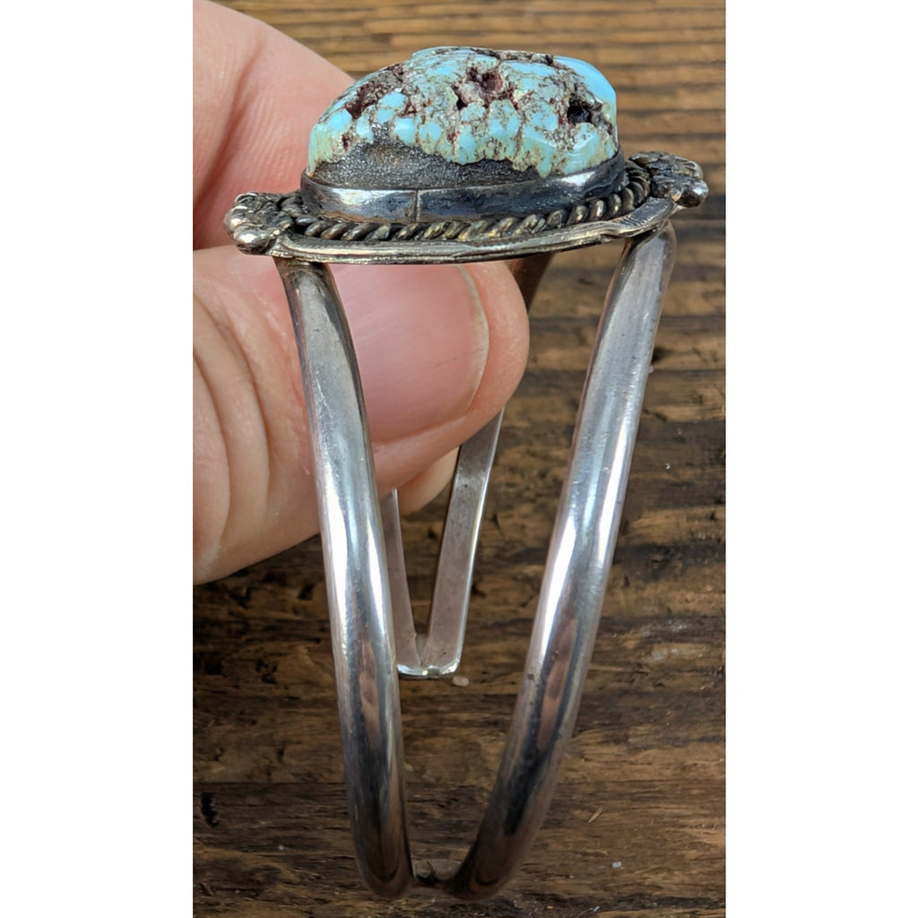 Old Pawn Native TURQUOISE Stamped Sterling Silver 925 Cuff