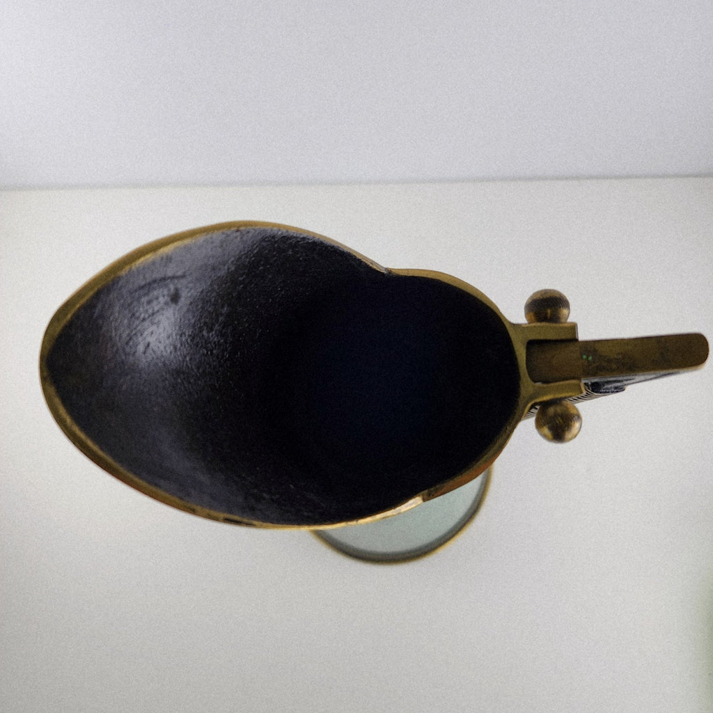 Dayagi Israel 12" Brass and Textured Green Enamel Pitcher Vintage