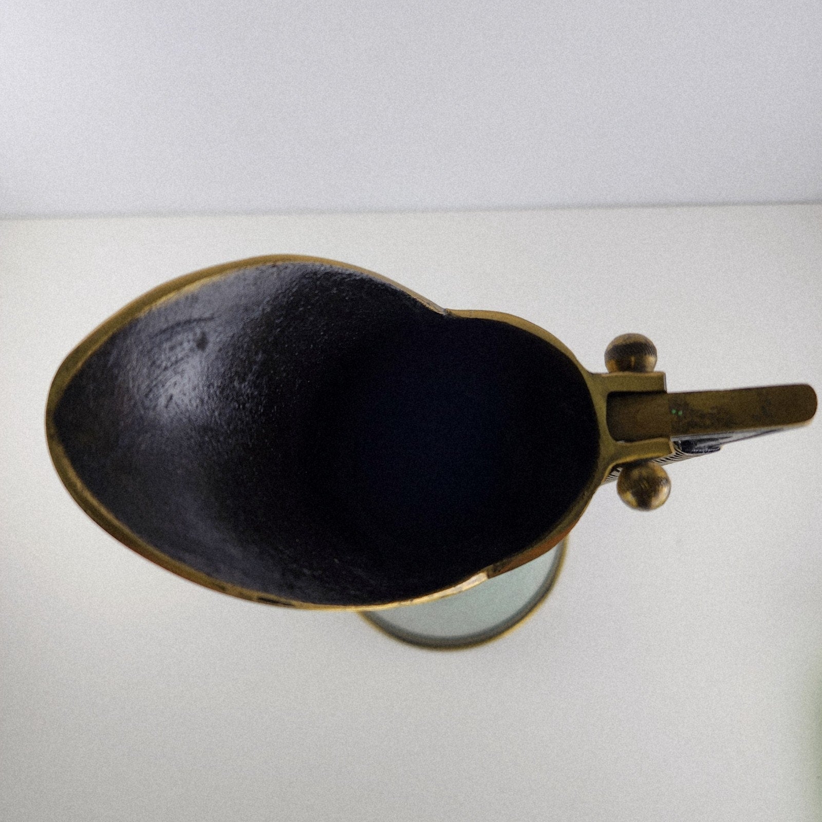 Dayagi Israel 12" Brass and Textured Green Enamel Pitcher Vintage