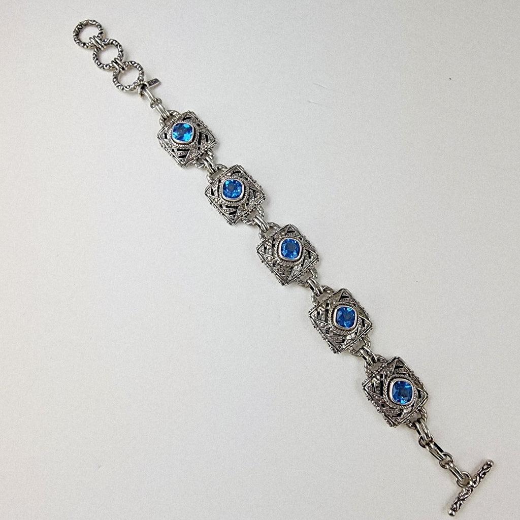 Designer Topaz Pendant and Bracelet Set by Sarda Sterling Silver 925 Vintage