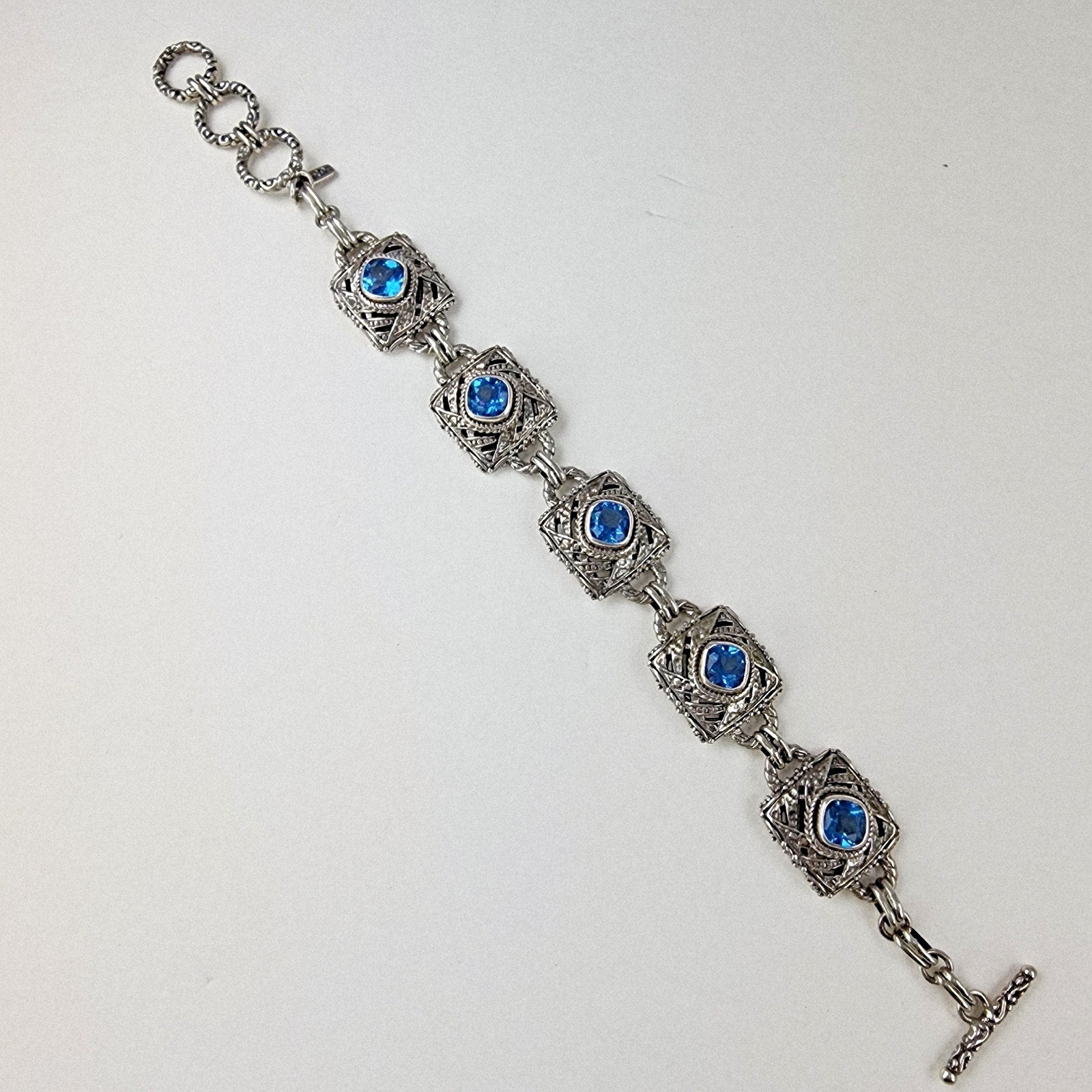 Designer Topaz Pendant and Bracelet Set by Sarda Sterling Silver 925 Vintage