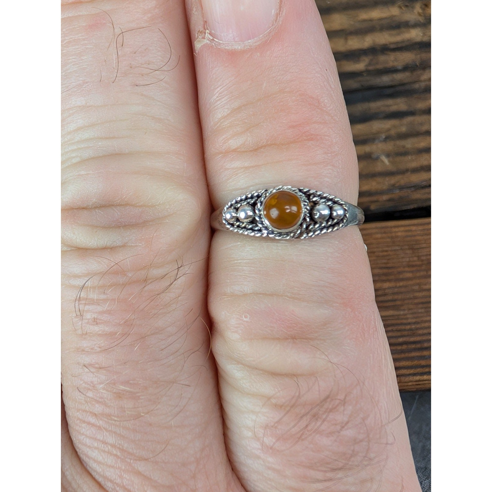 Vintage Nepal GARNET Sterling Silver 925 Ring Size 5 1/4
