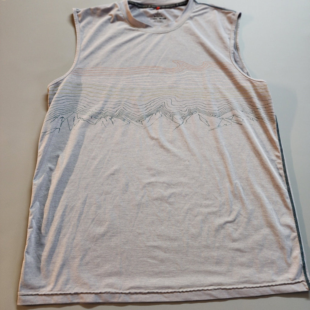 Prana Large Sleeveless Topo Map Outdoor Shirt Mens Gray Active Wear