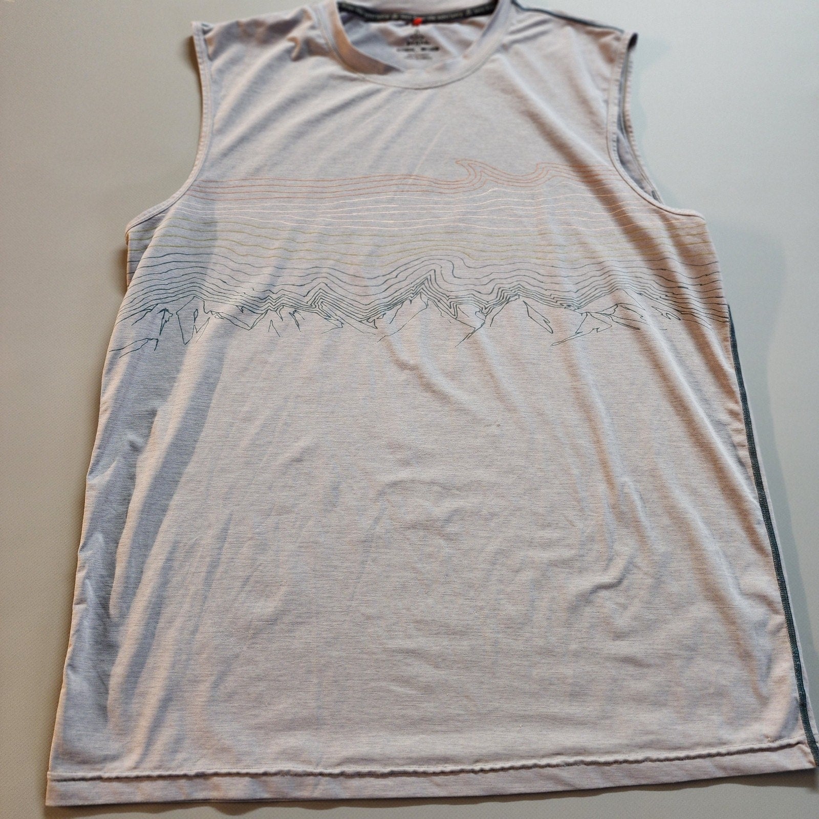 Prana Large Sleeveless Topo Map Outdoor Shirt Mens Gray Active Wear