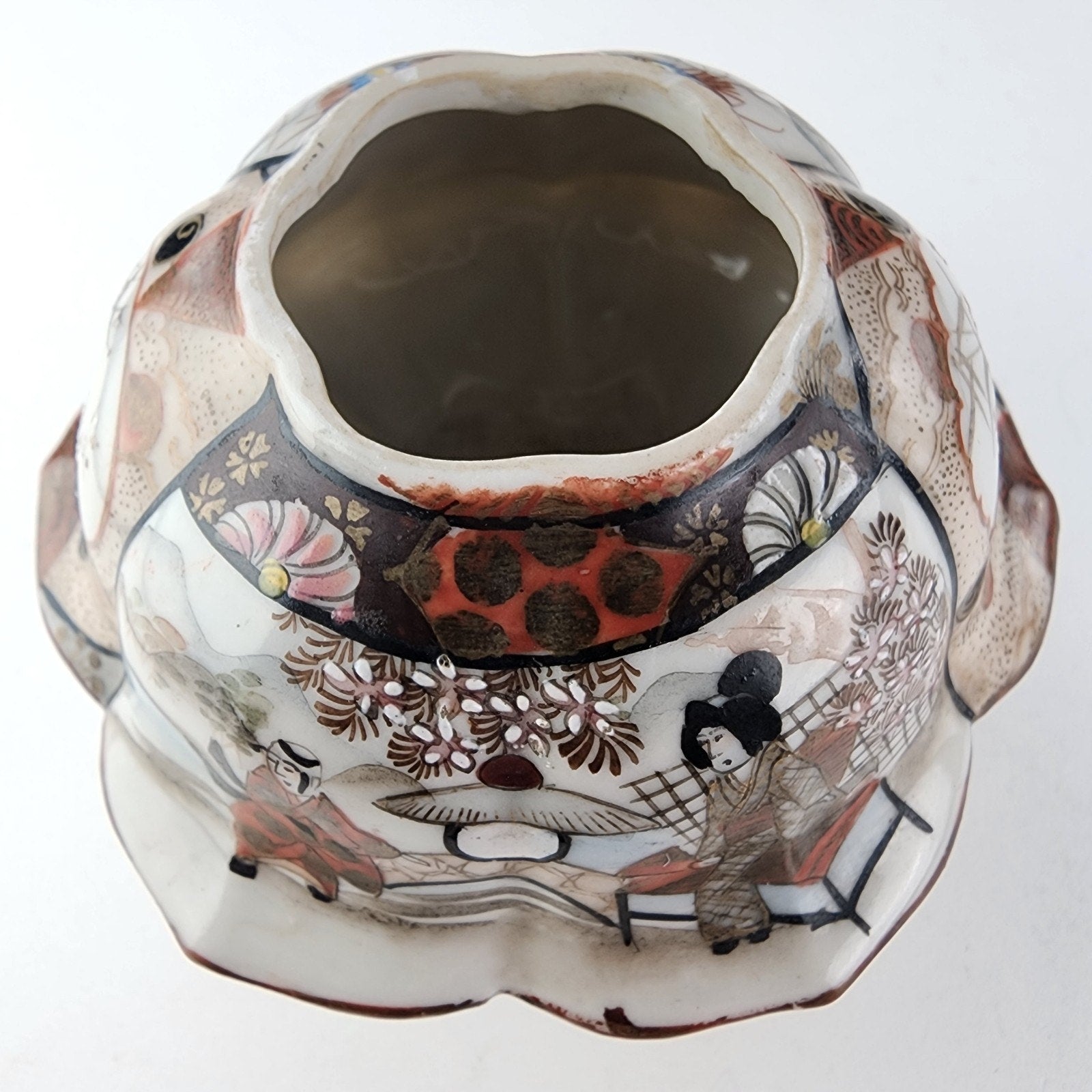 Meiji Period Japanese Imari Porcelain Hair Jar Receptacle Vintage