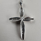 1/3ct Natural Baguette Cut Diamond Cross in Sterling Silver 925 Pendant