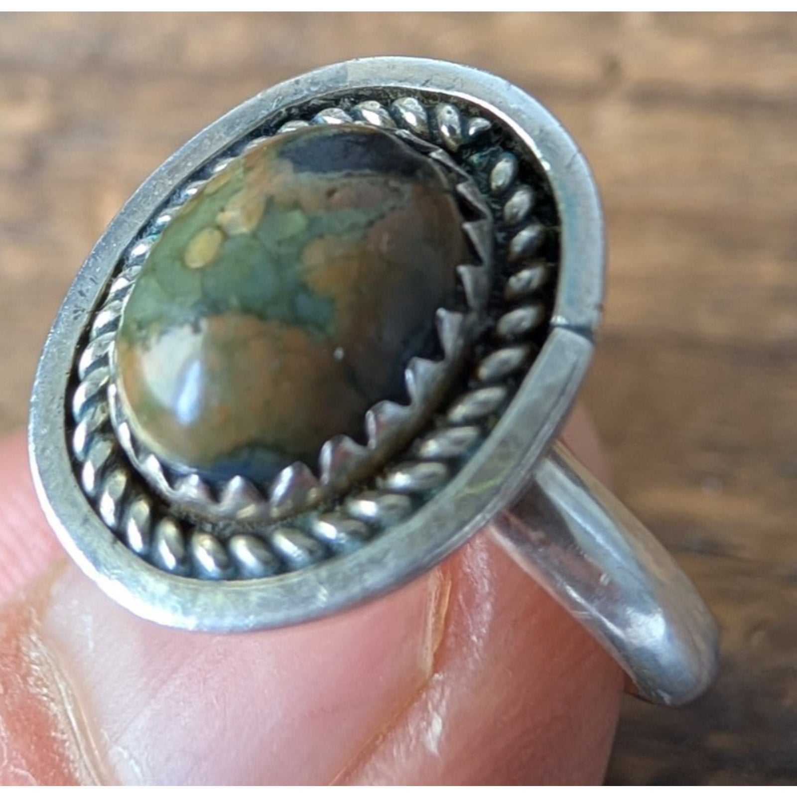 Rainforest Rhyolite Sterling Silver 925 Ring Size 6 1/2 by Joel Gray Native