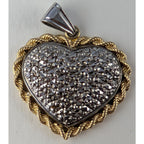 10K Yellow Gold Heart Sterling Silver 925 Pendant Vintage Peru 2.55g