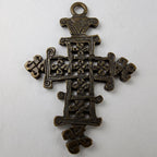 2" Traditional Ethiopian Brass Coptic Cross Hand Carved Crucifix