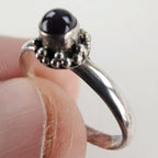 Vintage Beaded Garnet Ring Size 6 in Sterling Silver 925
