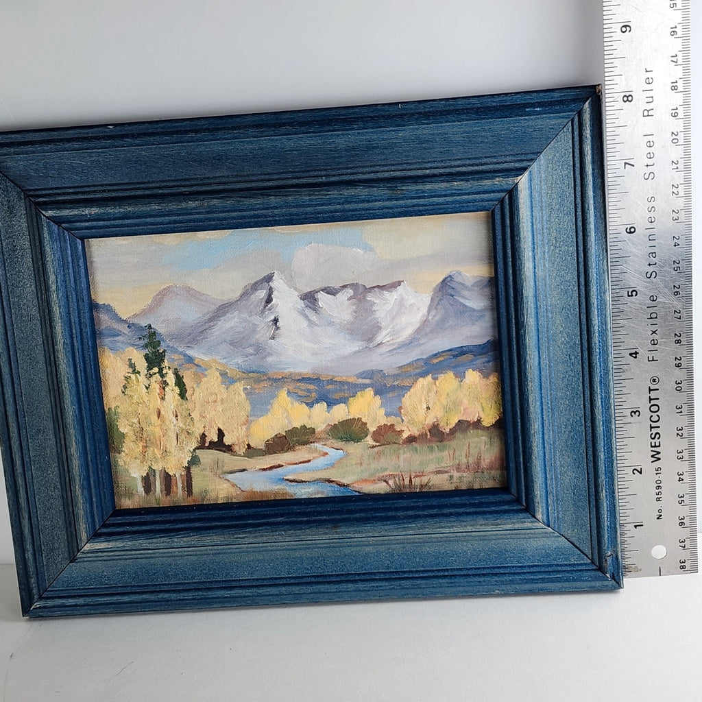 Mountain Landscape Miniature Acrylic on Panel Framed Painting