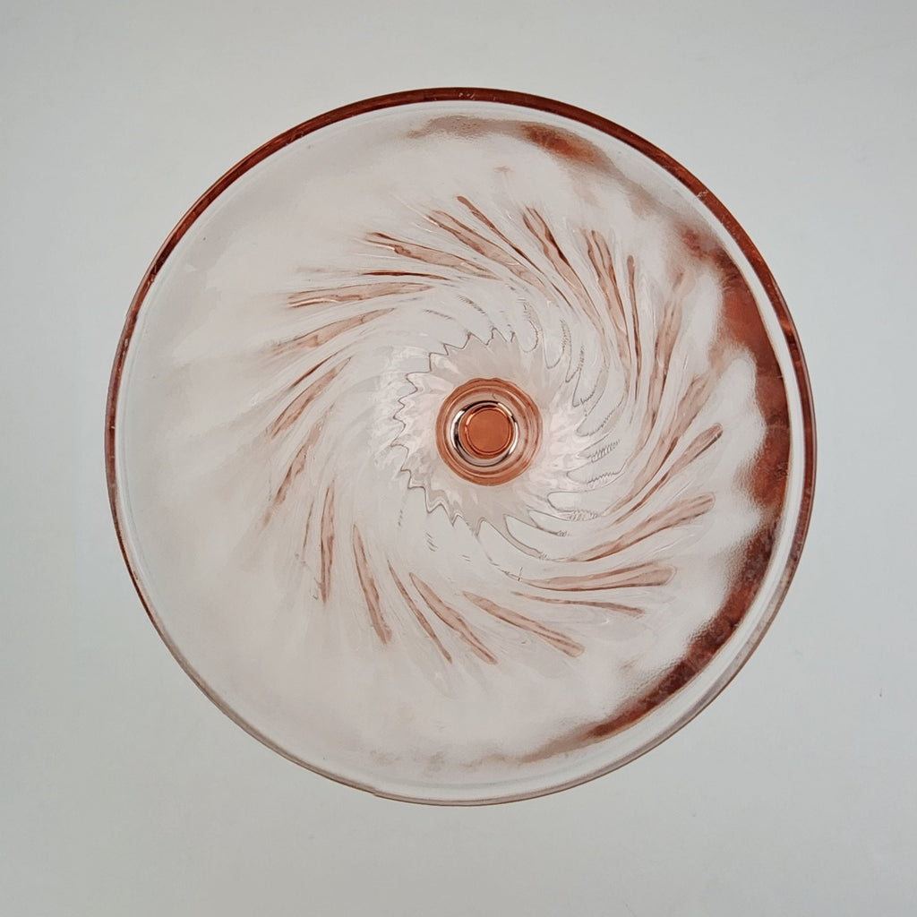 6 1/2" Pink Depression Glass Twisted Stemware Wine Glass Vintage