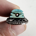 Steatite Egyptian Scarab Beetle Sterling Silver 925 Faience Pendant